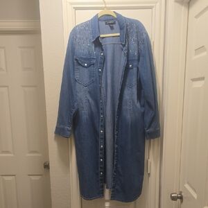 Ashley Stewart Blue Denim Midi Dress